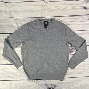 Jos. A. Bank Classic Gray V-Neck Sweater Size M 100% Pima Cotton